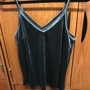 Gray Velvet V-Neck Tank Top
